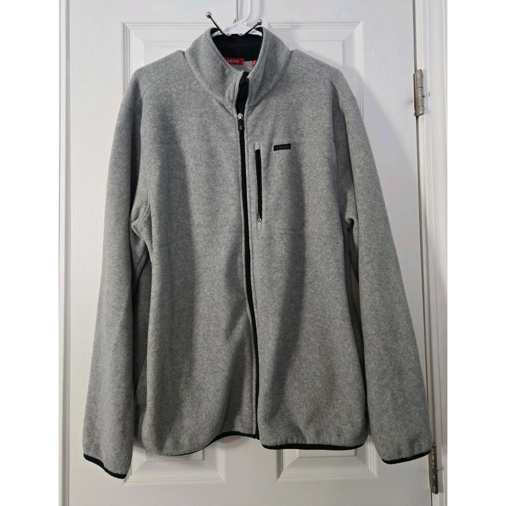 Izod Men's Full Zip Fleece Grey XL Long Sleeve